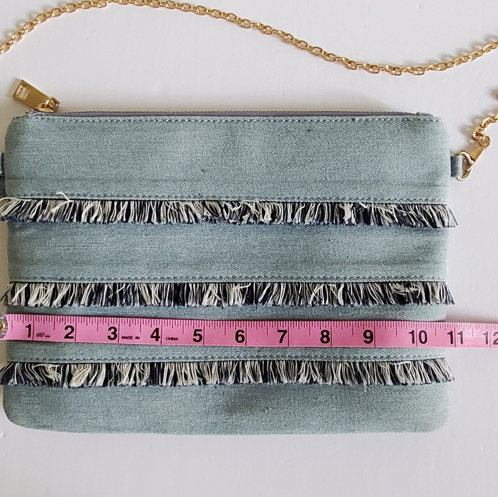 Denim Clutch with Removable Chain - Picture 4 of 8